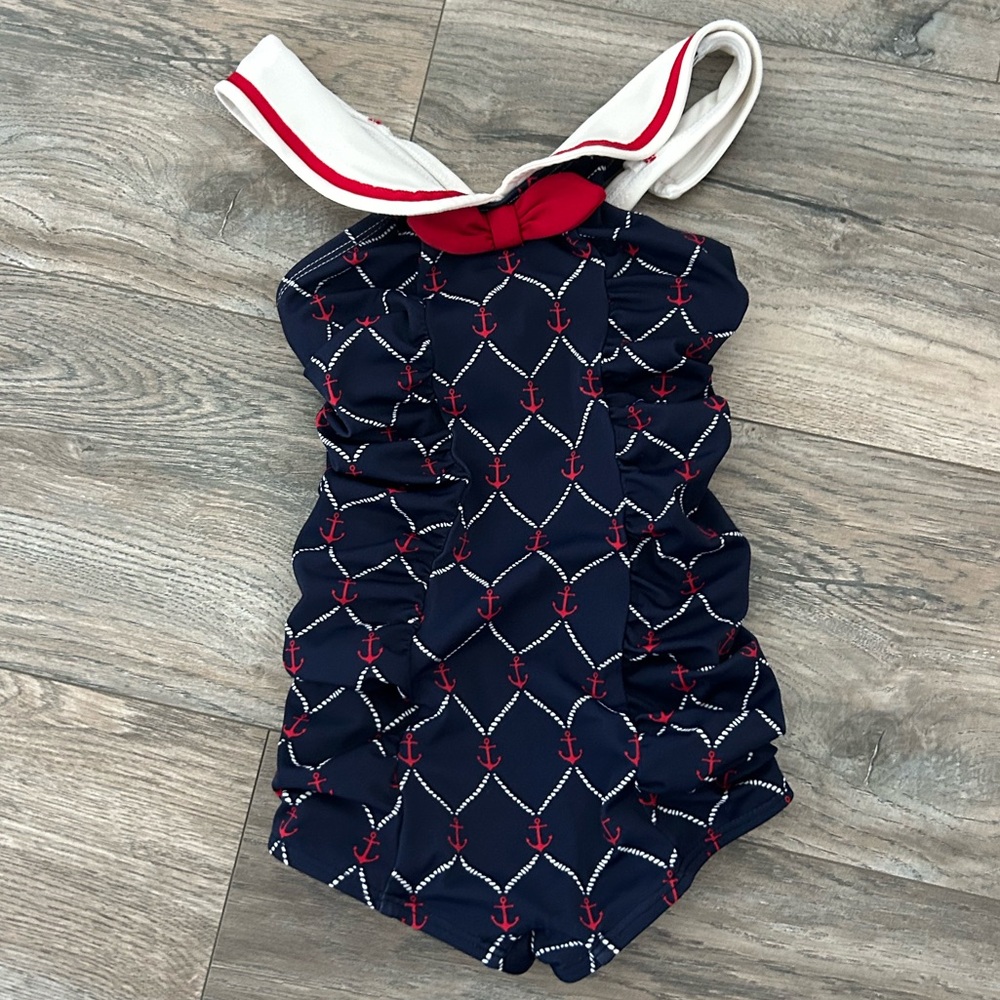 Janie and jack sailor one piece bathing suit girls size 4 4t